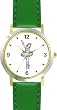 Blue Ballerina - Ballet Dancer No.1 - WATCHBUDDY&reg; DELUXE TWO-TONE THEME WATCH - Arabic Numbers - Green Leather Strap-Size-Large ( Men's Size or Jumbo Women's Size )