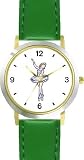 Blue Ballerina - Ballet Dancer No.1 - WATCHBUDDY&reg; DELUXE TWO-TONE THEME WATCH - Arabic Numbers - Green Leather Strap-Size-Large ( Men's Size or Jumbo Women's Size )