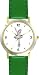 Blue Ballerina - Ballet Dancer No.1 - WATCHBUDDY&reg; DELUXE TWO-TONE THEME WATCH - Arabic Numbers - Green Leather Strap-Size-Large ( Men's Size or Jumbo Women's Size )