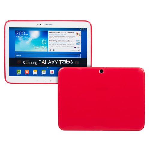 Invero® Samsung Galaxy Tab 3 10.1 Inch GT-P5200 GT-P5210 Gel Silicone TPU Coque avec Film de Protection Écran (Rouge / Red)