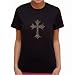 Rhinestone Cross Womens T-shirt, Multi Color Rhinestones Women's Cross Shirt, Medium, Black