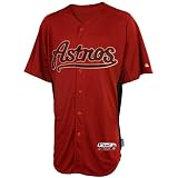 MLB Mens Houston Astros Cool Base Brick/Black Short Sleeve Authentic Button Front Batting Practice Jersey By Majestic (Brick/Black, X-Large)