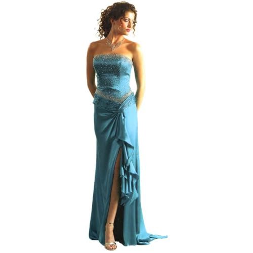 Beaded Tube Pleated Waist Front Slit Bride
