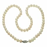 Sterling Silver White Freshwater Cultured Pearl A Grade  6.5-7mm Necklace, 18