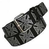 SILVER CROSS BLACK LEATHER REMOVABLE BUCKLE BELT -SMALL