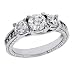 14k White 3 Stone 1.53 Ct Diamond Engagement Ring - Size 7.0