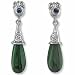 Sterling Silver Carved Jade Drop w/ Iolite Accent Dangle Earrings by Sajen