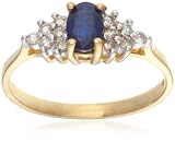 Image of 9ct Yellow Gold AMRu4601 Ladies 0.15ct Diamond & Sapphire Ring
