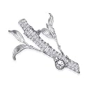 Sterling Silver Lady Beatle On Branch CZ Brooch