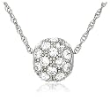 Platinum Overlay Sterling Silver 2.5mm Round Cubic Zirconia 35-Stone Pendant, 18"