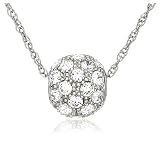 Platinum Overlay Sterling Silver 2.5mm Round Cubic Zirconia 35-Stone Pendant, 18