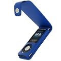 iGadgitz BLUE PU Leather Case Cover Holder for New Apple iPod Nano 5th Gen Generation (with Video Camera) 8GB, 16GB + Detachable Caribiner