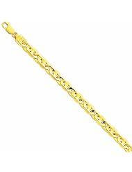 Genuine 14K Yellow Gold 9Mm Hand-Polished Link Bracelet 8.5 Inches 100% Satisfaction Guaranteed.