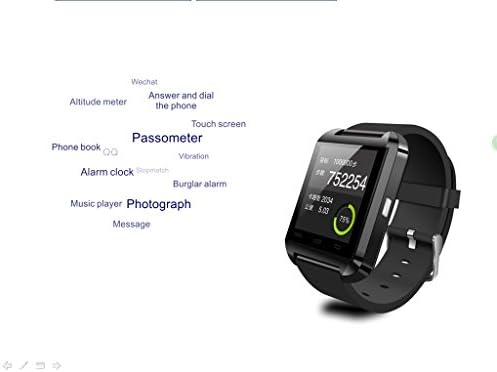 U8 Bluetooth Smart Watch WristWatch Phone with Camera Touch Screen for Android OS and IOS Smartphone Samsung Smartphone (Black)