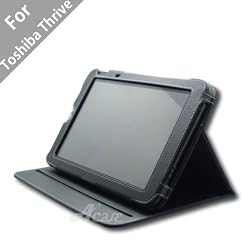 Acase Toshiba Thrive 10.1-Inch High Quality Premium Slim Leather Case Folio with built-in Stand for Toshiba Thrive 10.1-Inch Android Tablet (Black)