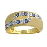 0.3 Cttw Sapphire & 0.1 Ct Diamond 14 Karat Yellow Gold Ring Size 7
