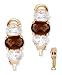 Trio Prong-Set Oval C.Z. Smoky Topaz Diamond Silver Clip With Post Earrings