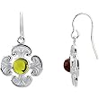 14K White Gold Peridot Ornate Cross Earrings