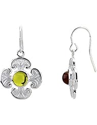 14K White Gold Peridot Ornate Cross Earrings -- LIFETIME WARRANTY