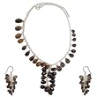 Necklace and Earrings Silver Smokey Quartz Gemstone Jewelry