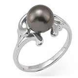 Tahitian Black Pearl Ring in 14K White Gold