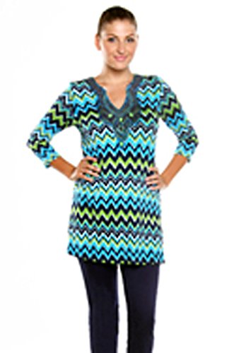 Joyous & Free – Think Pink, 3/4 Slv Tunic Mini Dress V-Neck Collar & Side Pleats