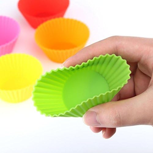 Silfox 24-Pack Reusable Silicone Baking Cups / Cupcake Liners / Silicone Muffin Molds in Storage Container Colorful