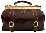 DELARA Handtasche kleine dunkelbraune Arzttasche Leder