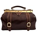 DELARA Handtasche kleine dunkelbraune Arzttasche Leder