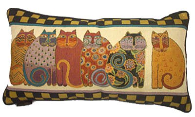 Laurel Burch Feline Family Cats Tapestry Throw PILLOW New Gift