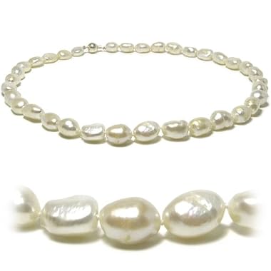 HinsonGayle White Free-Form Baroque Pearl Necklace (Sterling Silver)