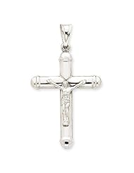 14k Gold White Gold Reversible Crucifix /Cross Pendant