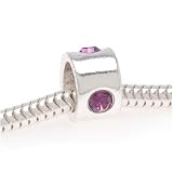 Sterling Silver Bead W/ February Birthstone 'Amethyst' Color Swarovski Fits Pandora (1)
