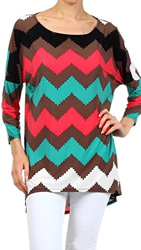 Modern Kiwi Cali Chevron Print Tunic Top Coffee Extra Large