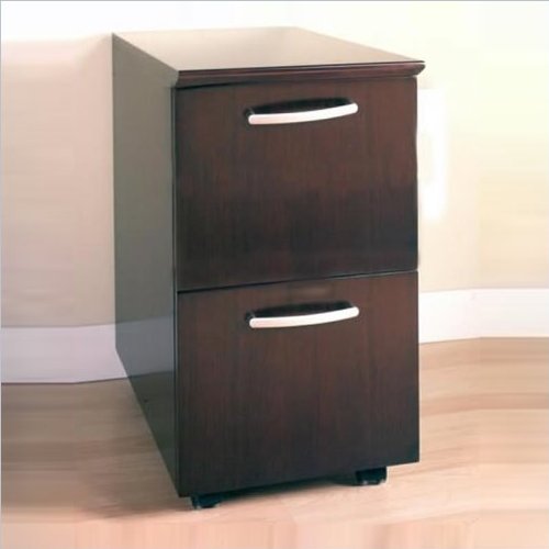 Mahogany on Walnut Veneer Mayline Corsica 2 Drawer Mobile Vertical Wood Filing Cabinet