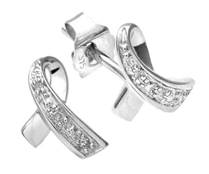 Boucles d'oreilles - Femme - Or Blanc 375/1000 (9 Cts) 0.85 Gr - Diamant
