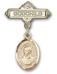 14K Gold Baby Badge with St. Ignatius Charm and Godchild Badge Pin