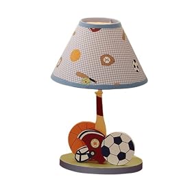 Bedtime Originals Super Sports Lamp with Shade - Blue, with energy efficient light bulb.