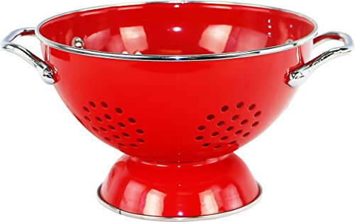 Calypso Basics by Reston Lloyd Powder Coated Enameled Colander, 1.5 Quart, Red