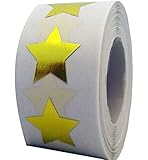 Smart sticker Gold Star Shape Stickers - 2" Inch - 500 Per Roll - Shiny Metallic Foil Teacher Supplies