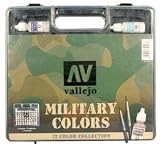 Vallejo Model Color Military Suitcase (72 Model Color paints & 3 brushes)