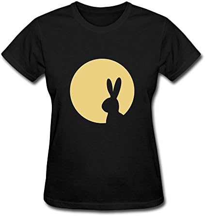 Women's Tshirts Moony Bunny Rabbit Hare Cony Leveret Moon Long Ear Size M Black