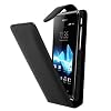 Elegante und wertige Lederh�lle Ledertasche Etui Tasche Case f�r das Sony Xperia J inkl. Displayfolie Schwarz