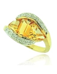 10k Yellow Gold Citrine Birthstone of November Gemstone and Diamond Ring