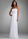 David's Bridal Bridesmaid Dresses Chiffon Gown with Ruched Waist and Floral Detail Style 231M15640