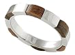 Stain Steel High Polish Band with Alternating Wood Accents
