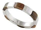 Stain Steel High Polish Band with Alternating Wood Accents
