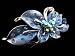 BLUE FLORAL BUTTERFLY SWAROVSKI CRYSTAL HAIR BARRETTE