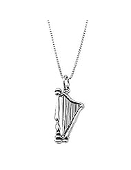 Sterling Silver Double Sided Small Harp Musical Instrument Necklace