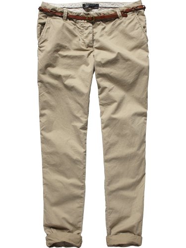 Maison Scotch Damen Hose 12210180860 - chino with braided leather belt, Gr. 27/34, Braun ( Preisvergleich